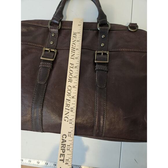 VTG Fossil Brown Leather Bag Briefcase Laptop Messenger READ* 15x12 - Picture 9 of 11